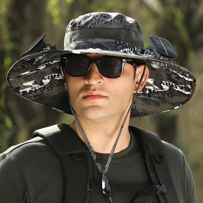 🌙🌙Outdoor Wide Brim Sun Hat With Solar Fan