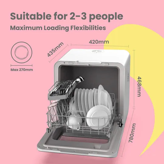Mini Dishwasher | Compact Table Top Dishwasher with 3 Place Settings