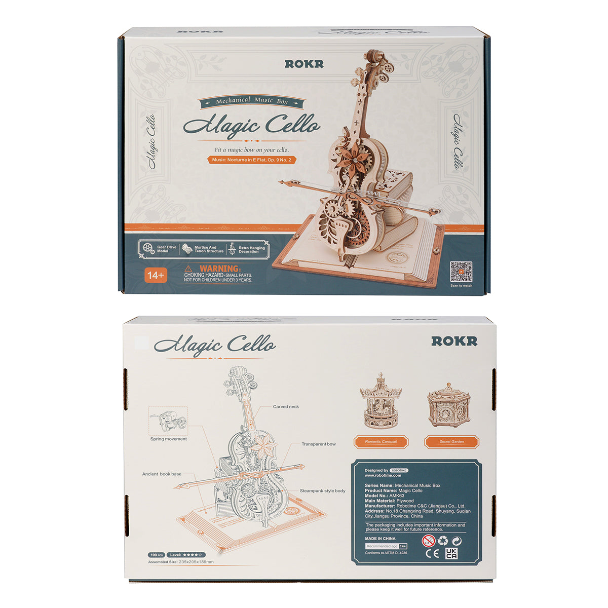 🌙🌙Magic Cello Mechanical Music Box 3D Wooden Puzzle