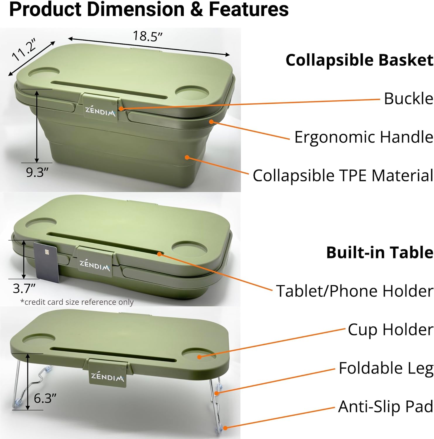 Collapsible Basket with Built-in Table