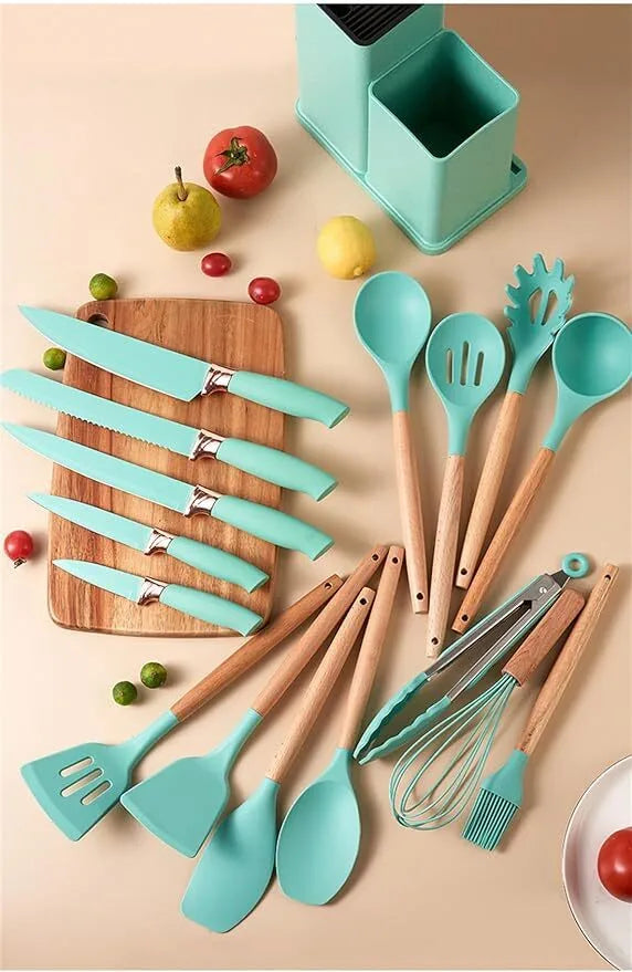 ⚡Hot Sale🔥Kitchen Silicone Cooking Utensils and Knife Set