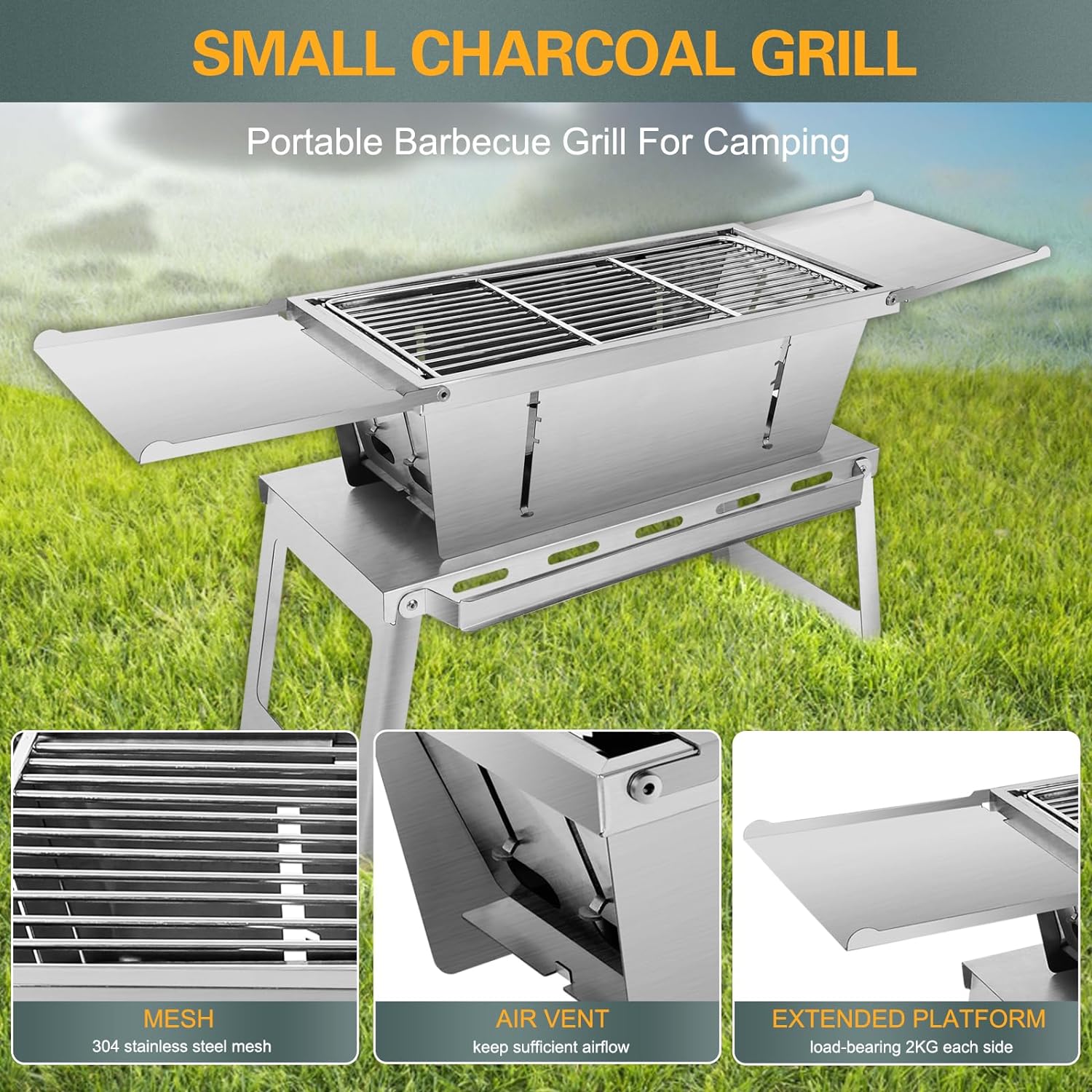 💥Last Day💥Small Portable Charcoal Grill | Foldable Grill