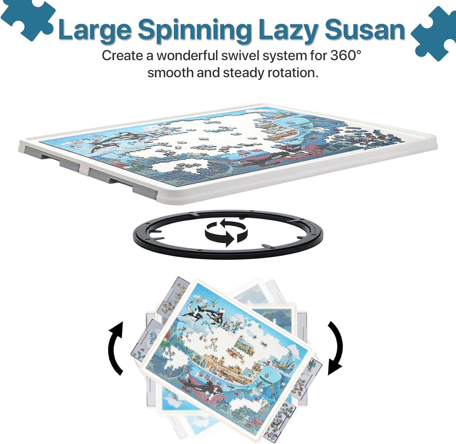 💥Rotating Plastic Puzzle Board with Drawers and Cover - Limited time deal